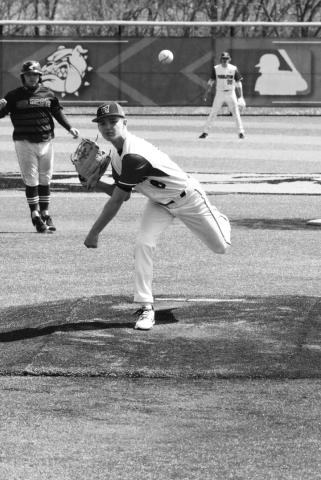 Pitcher Jacob Frisch helped Pendleton pick up their first win on April 1 over Gallatin County. Photo by Billie Neltner