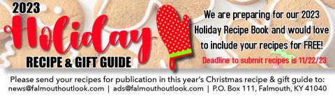 Mail, Email, or drop off your favorite recipes to be published in our holiday cookbook