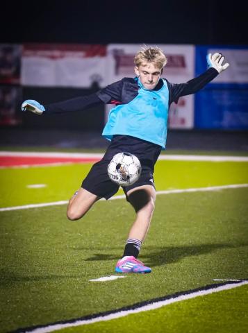 Hunter Keeton fills in for goalkeeper