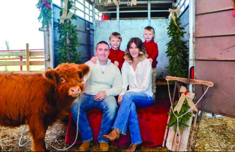 Family Christmas photos with Highland cows was one of the “Farm Fresh Festivities” offerings on the Mistletoe and Farm Market Holiday Farm Trail continuing through Dec. 28 at various sites throughout Pendleton County. The photos were a stop Nov. 17 at the Hilltop Highlands Cattle Farm in DeMossville. Up next on the tour is a Holiday Date Night and Vendor Market at Black Sheep Farmstead in Falmouth.