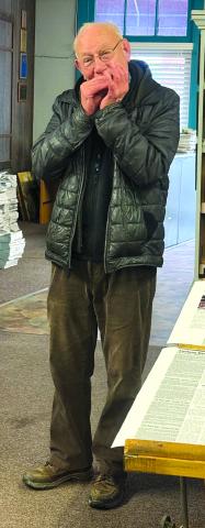 Marvin Sullivan serenades the Outlook staff