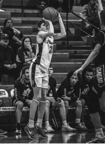 "Cold-blooded Kam." Sophomore Kamden O'Hara knocked down the game-winning three-pointer in the final seconds of the 4th quarter to give the Wildcats a 59-58 win over Paul Laurence Dunbar on December 20. All photos by Layne Nelson.