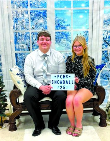 Caleb Biddle, left, was named Snowball Dance King, and Kree Brewer as queen of the annual Pendleton County High School Snowball Dance, held Saturday. 