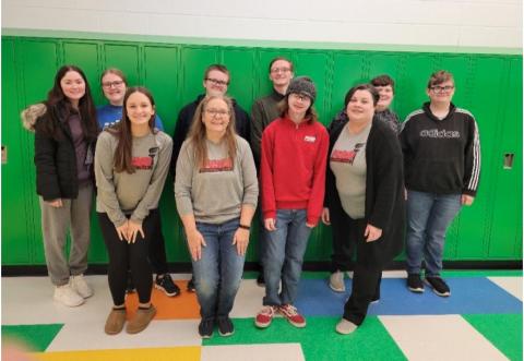 The Pendleton County academic team are, front row from left, Rylan Anderson, coach Kim Bowen, team captain Autumn Webster and assistant coach Kristin Webster. In the back row are Brooke Florer, Riley Combs, RJ Combs, Tanner Morris, Chase Stayton and, Gavin Iles. Photos courtesy of Kim Bowen.
