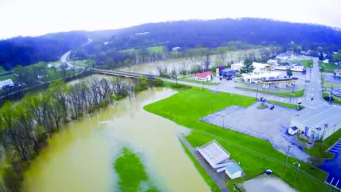 Mike Lucius captured these photos of high waters flooding Falmouth with his drone.