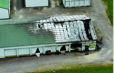 This drone shot from Joe Styer shows the aftermath of the storage unit where the fire started.