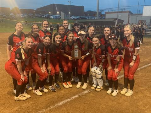 The Ladycats pose with their district runner-up trophy following a 3-1 loss to Harrison County in the championship game. This was the program's sixth district title game appearance since 2018. Photo by Jon Wirth.