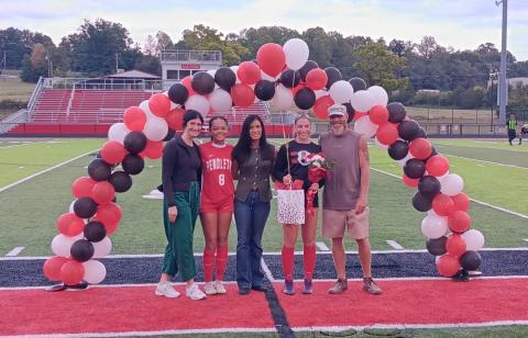 Senior Lilly Ashcraft and her family were honored by the program prior to the start of the Ladycats home matchup versus Bellevue on September 10.