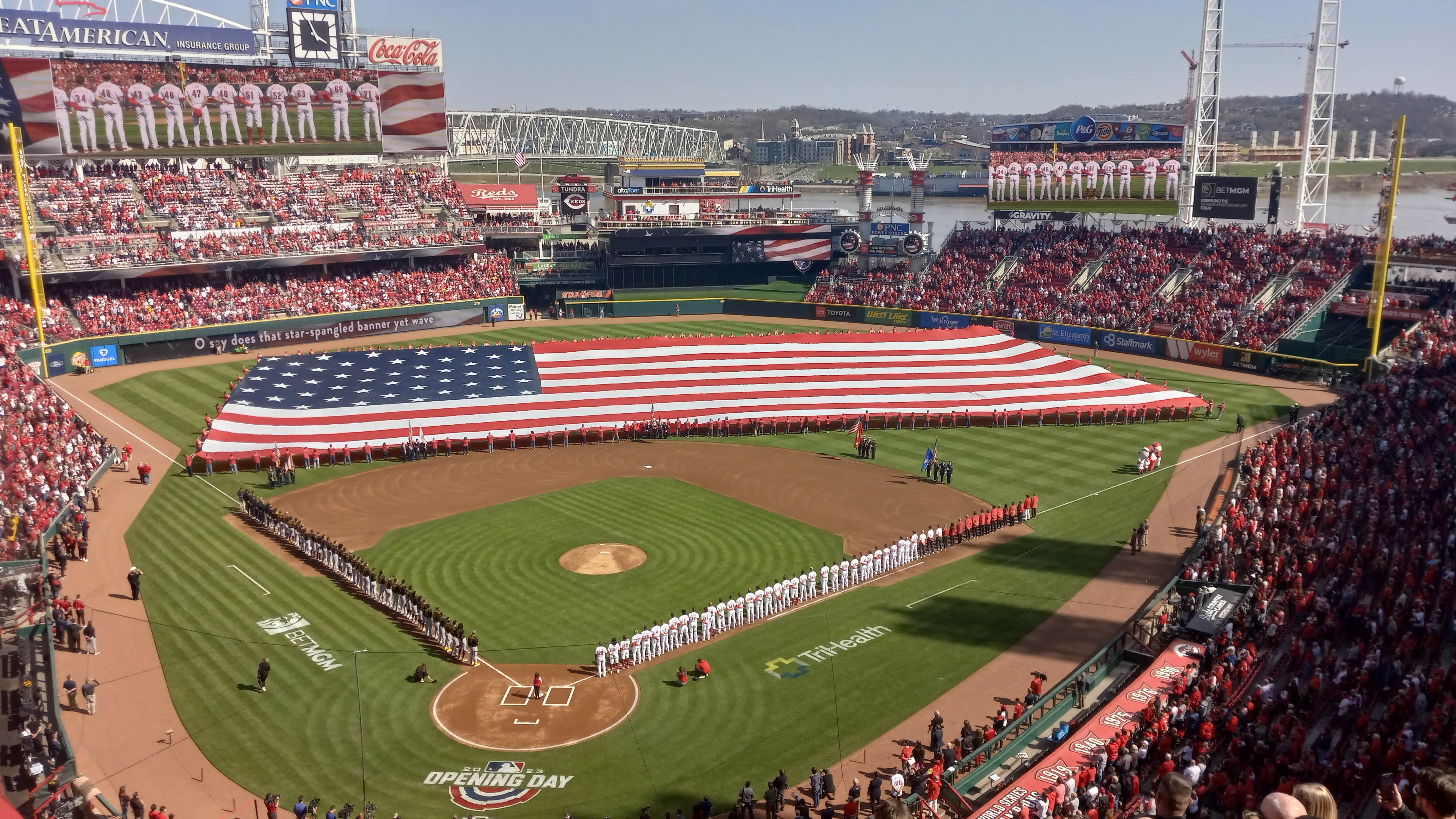 RED's Opening Day - 300 foot by 150 foot American Flag