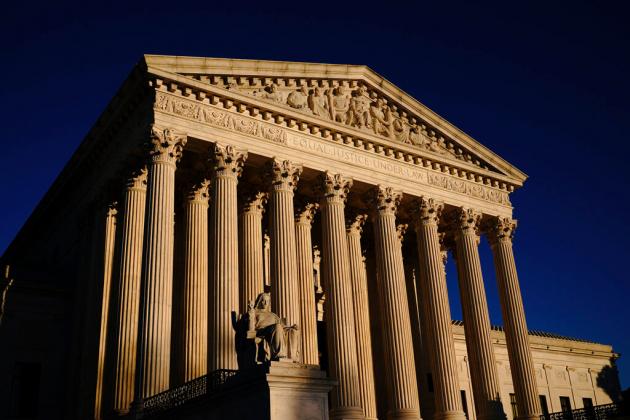 In this Nov. 2, 2020, file photo the Supreme Court is seen at sundown in Washington. (AP PhotoJ 