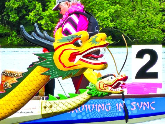 A dragon boat is ready to launch at the fundraising festival.