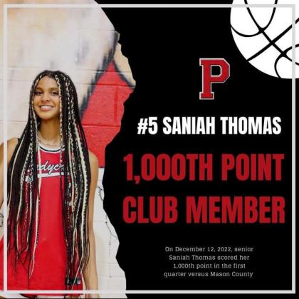 Saniah Thomas becomes the ninth Ladycat to reach 1000 points for her career.