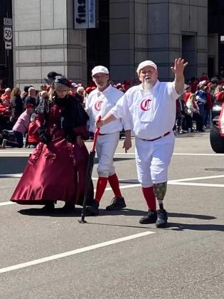 Rodney Hamilton  made a triumphant return to the Opening Day parade as he overcame serious health issues to join his teammates from the Red Stockings HOF vintage team.
