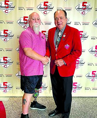 Hamilton and Bench both attended the annual Cincinnati Reds Hall of Fame induction ceremony on July 15. Photo courtesy of Micki Hamilton.