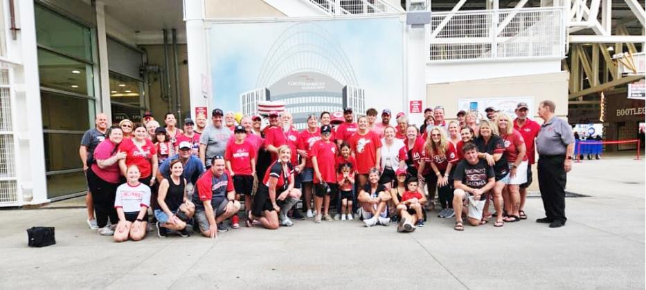 Hamilton and a group of "SuperFans" at REDS game