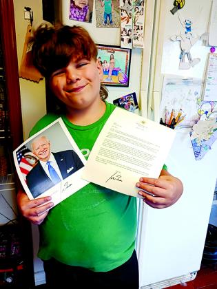 Niko Blaine-Cholkas, received a letter from President Joe Biden