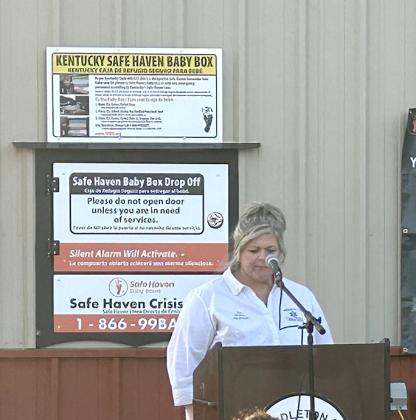 Ambulance Director Jody Dunhoft emceed the celebration. She was contacted soon after the death of the baby to allow for the space. She and others worked to bring the box into being.