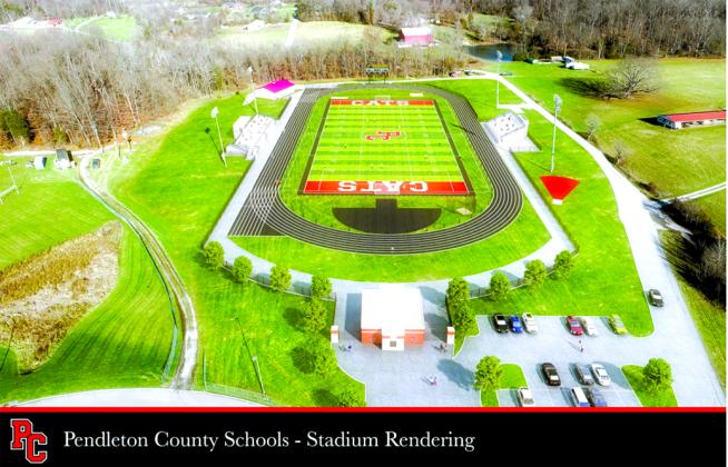 The photo shows a rendering of the completed stadium complex at Sharp Middle School which should be completed by the beginning of the 2024-2025 school year.