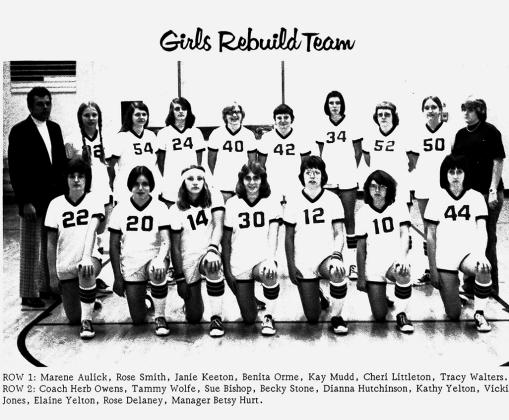 1976 Team: The 1976 Pendleton County High School girls basketball team is pictured in the school yearbook with head coach Herb Owen, who began rebuilding the program, with Owen even venturing into study hall to recruit players.