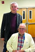 Columnist Steve Flairty stands with his Uncle Howard Johnson at Howard’s 95th birthday party. Photo by Suzanne Isaacs.