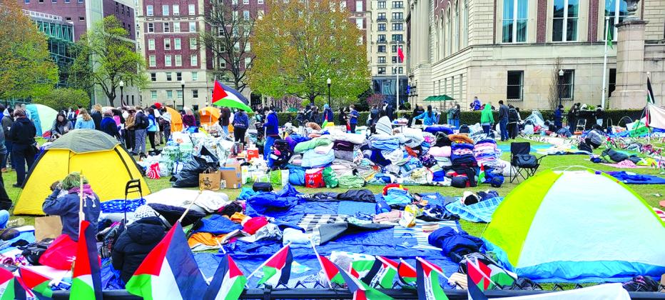 This image by photographer Abbad Diraneyya shows the second encampment at Columbia University, which sprung up after New York City police made arrests over the first encampment. Those involved were protesting Israeli attacks on Gaza that followed Hamas’ surprise attack on Israel. Pendleton County resident Jacob Sanning, a freshman, had a front row view of the protests.