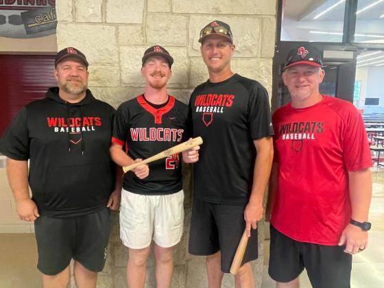 PCHS senior-to-be Micah Biddle, second from left, was selected to compete in the 10th Region baseball all star game on June 16. Biddle is shown above with members from the Wildcats coaching staff. From L-R: Eric Biddle, Micah Biddle, Nate Jones and Brent Yelton. Photo provided by Tabatha Biddle. 