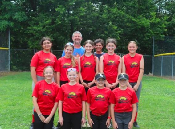 Team Blau, guided by Mark Blau and Kasey McCandless, recently won their age group championship through the Pendleton County Recreation. The team competed in the fast pitch division for grades 4-6. Photo provided by Hayley Daugherty.
