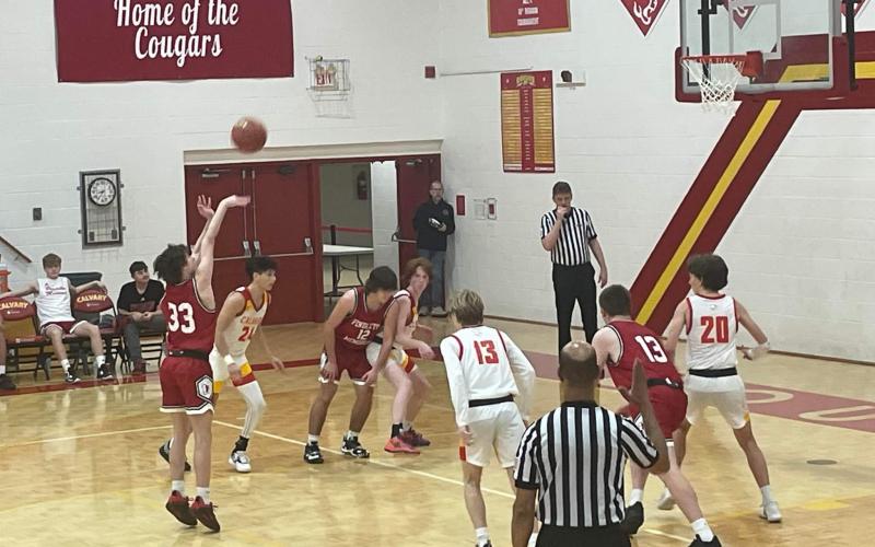 Wildcats sophomore Aden Merrill looks to knock down a free throw attempt during the teams win over Calvary Christian on Jan. 3. Photo provided by Jason Gregg.