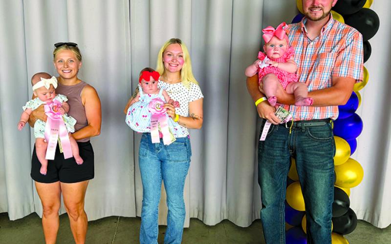 BABY SHOW, 0-6-MONTH-OLD FEMALE: Jerah Figgins, first place; Madilyn Bayless, second; and Elsie Moore, third.