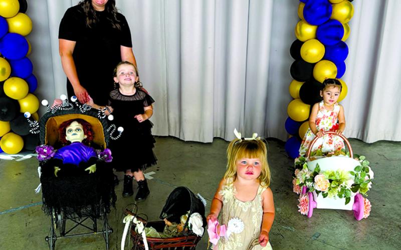DOLL BUGGY, 2-3 YEARS OLD: Olivia Evans, first place; Adalyn Vargas, second; and Rynnli Franz, third.