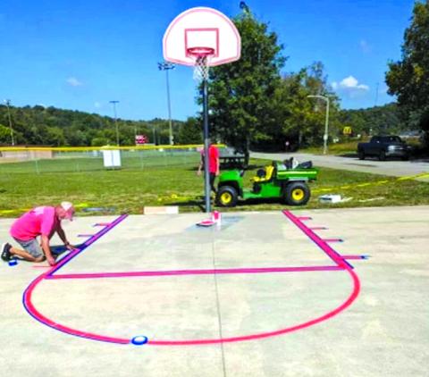 New lines on the basketball court sharpens the look and gives pick-up and other players a good feel for where they need to be on the court.