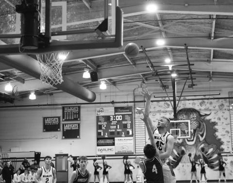 Wildcats senior center Austin Kirsch, goes up for two of his 19 points in the team's victory over Bishop Brossart on December 20. Photos taken by Sam McClanahan.